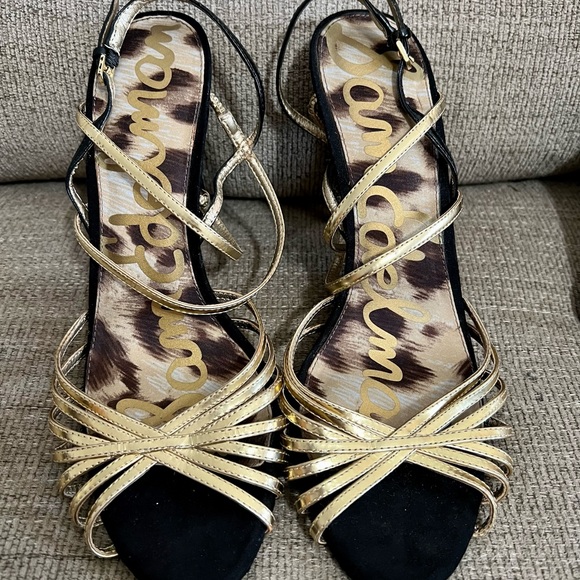 Sam Edelman | Shoes | Sam Edelman The Harlette Gold And Black Strappy ...